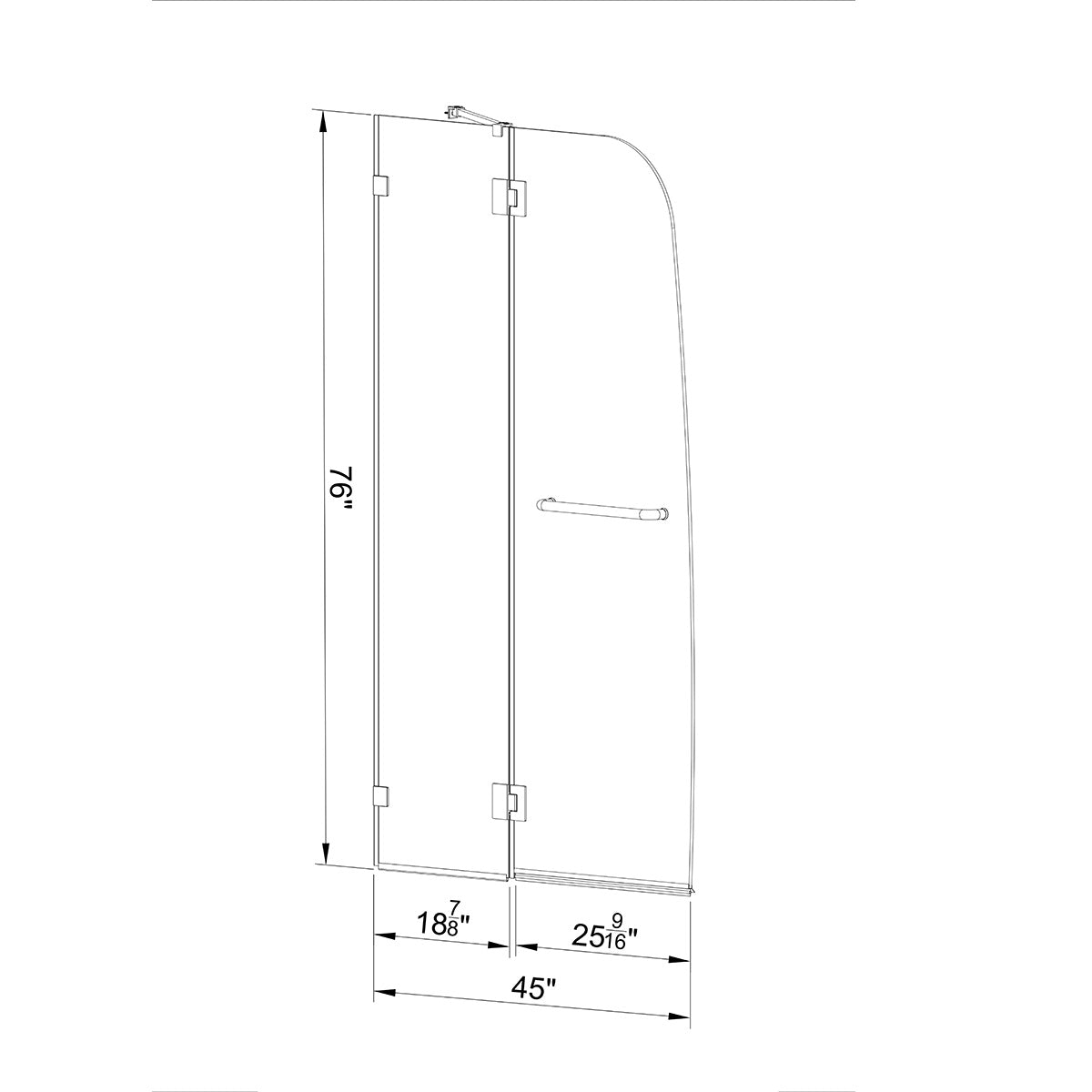TS04 Allen Frameless Hinged Shower Door with Klearteck (3/8" Thickness) (Chrome)