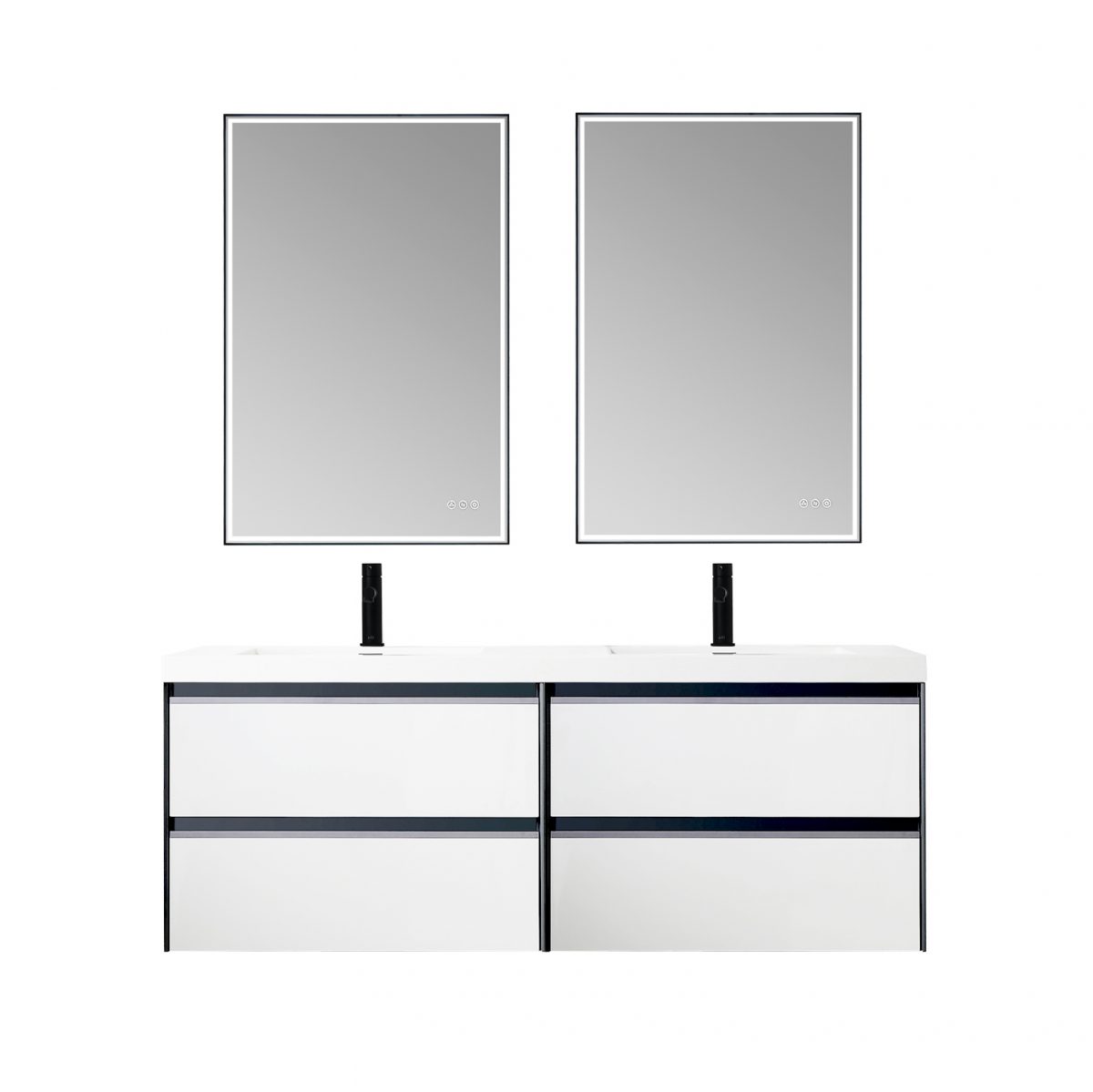 Berlin – 60 Inch Vanity – Glossy White & Glossy Grey
