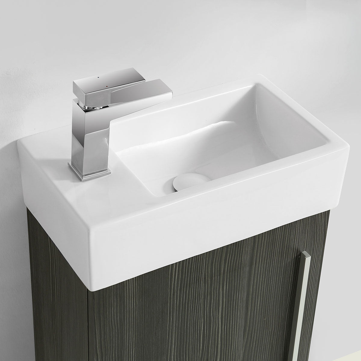 18" V9001 Libra Wall Hung Vanity with Ceramic Sink (Charcoal Grey)