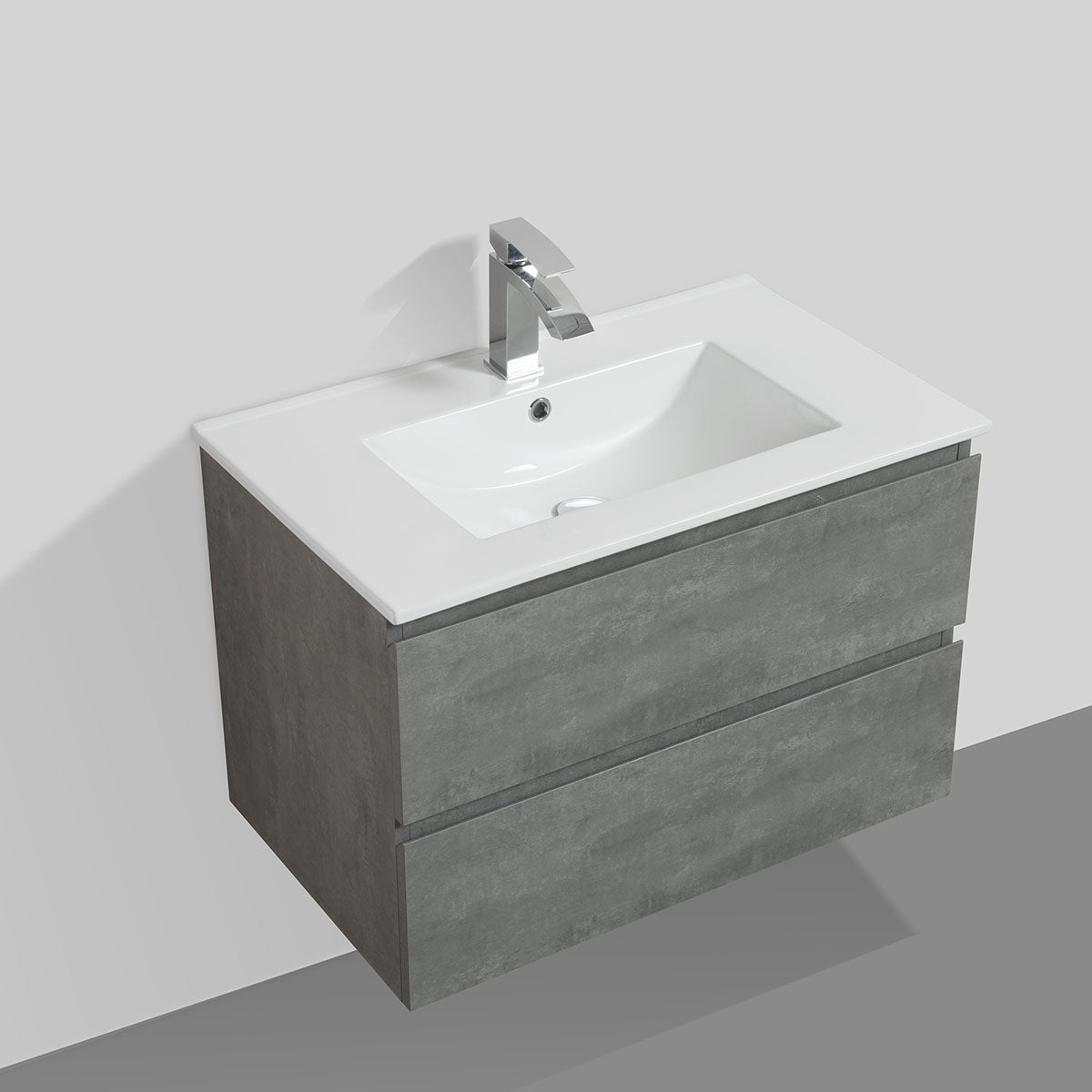 30" V9005 Angela Wall Hung Vanity & Ceramic Sink (Cement Grey)
