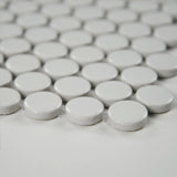 White Glossy Penny Round Mosaic
