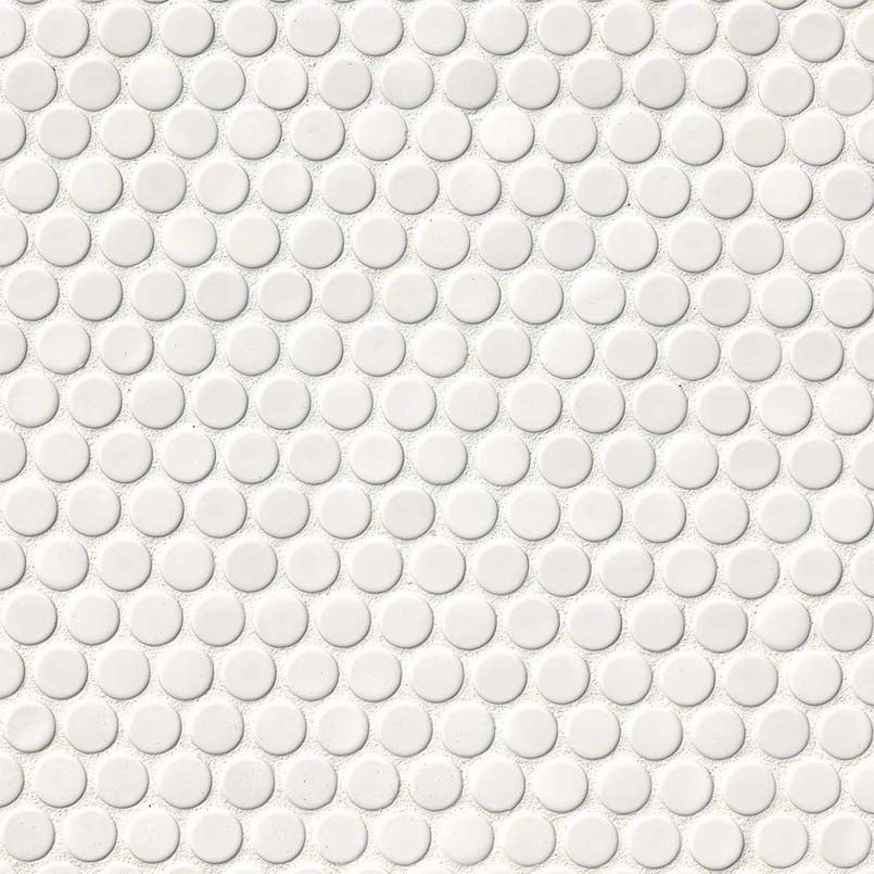White Glossy Penny Round Mosaic