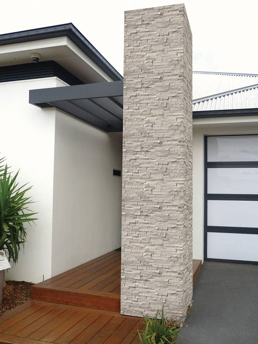 White Oak Splitface Stacked Stone Panels