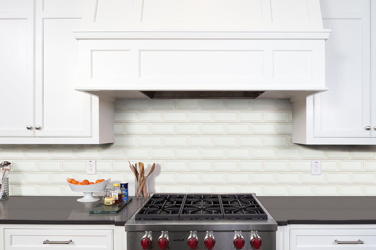 White Beveled Subway Tile 3x6