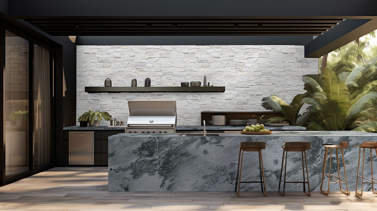 XL RockMount™ Stacked Stone Panels - Arctic White