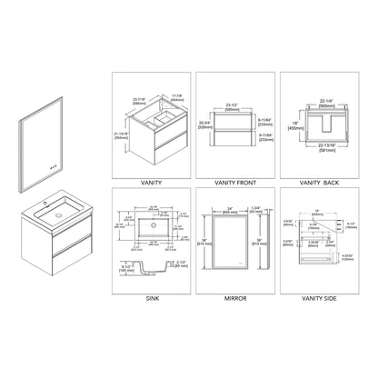 Berlin – 24 Inch Vanity – Glossy White & Glossy Grey