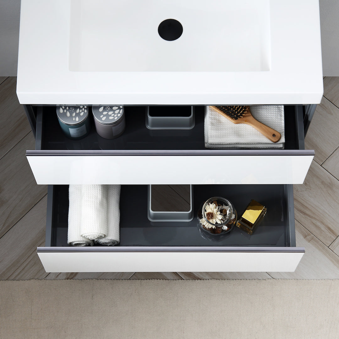 Berlin – 24 Inch Vanity – Glossy White & Glossy Grey