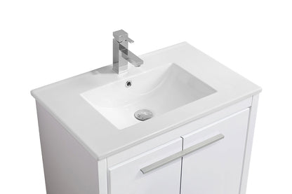 30" V9004 Vanity with Ceramic Sink (Glossy White)