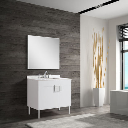 36" V9003 Vanity with Sintered Stone Countertop (Glossy White）