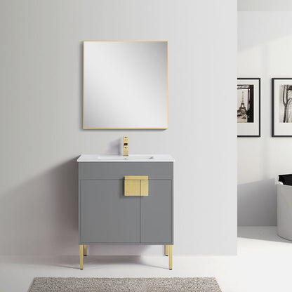 30" V9003 Vanity with Ceramic Sink (Matte Grey)