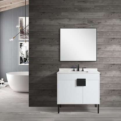 36" V9003 Vanity with Sintered Stone Countertop (Glossy White）