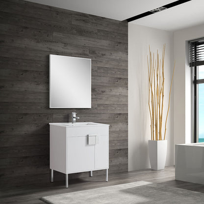 30" V9003 Vanity with Ceramic Sink (Glossy White)