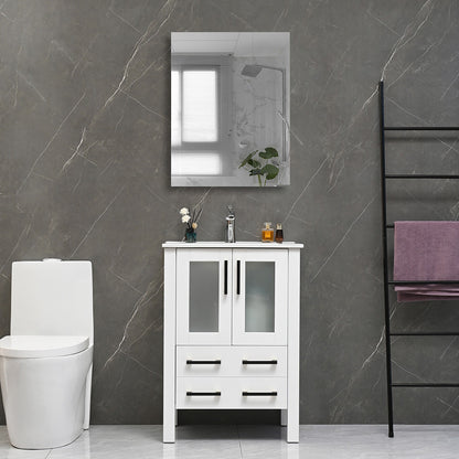 24" V9011 Vanity with Ceramic Sink (Matte White)