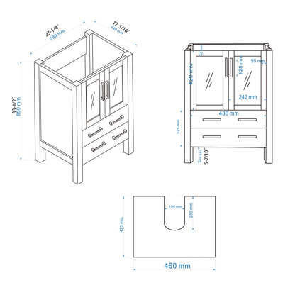 24" V9011 Vanity with Ceramic Sink (Matte White)