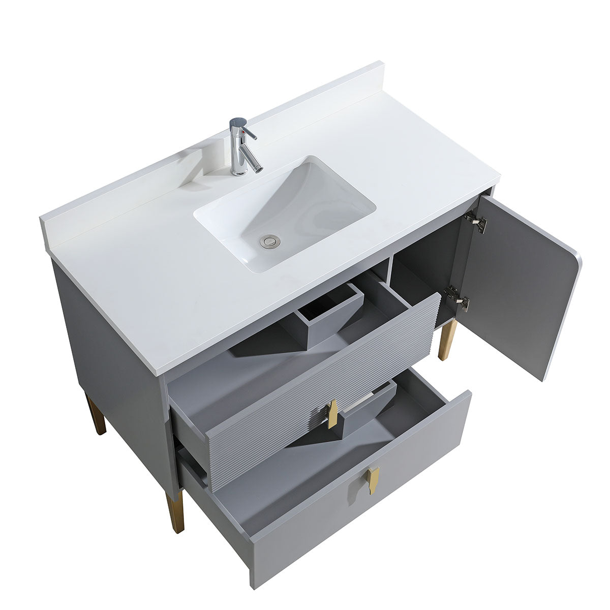 48" Craftsmanship Limited Edition Vanity & Quartz Countertop Combo  (Grey)  SKU: EN8271 48-GR