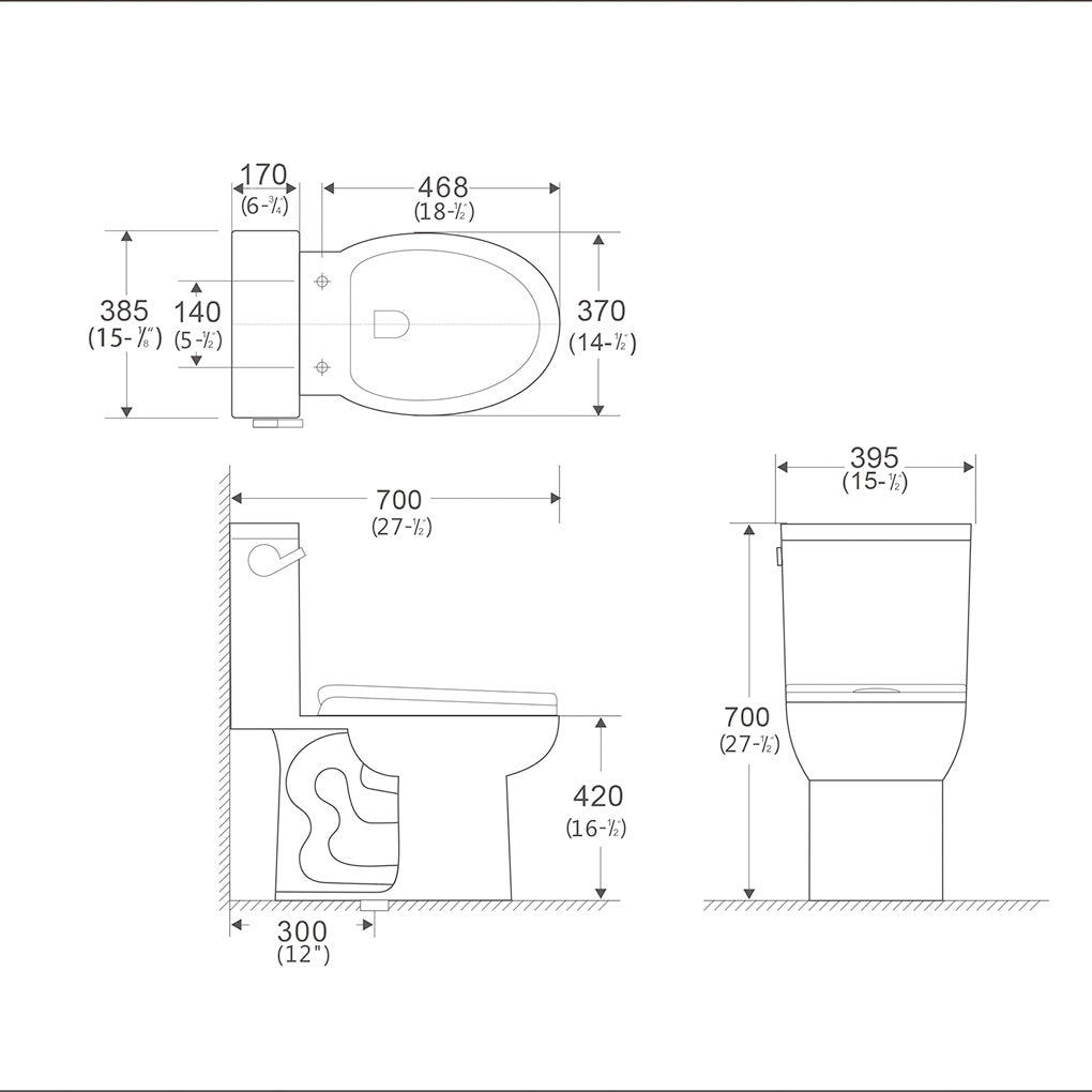K-0338  One-Piece 28"h Toilet (12" Rough)
