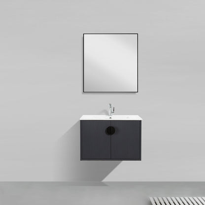 30" V9015 Series Wall Hung Vanity & Ceramic Sink (Granny Grey)