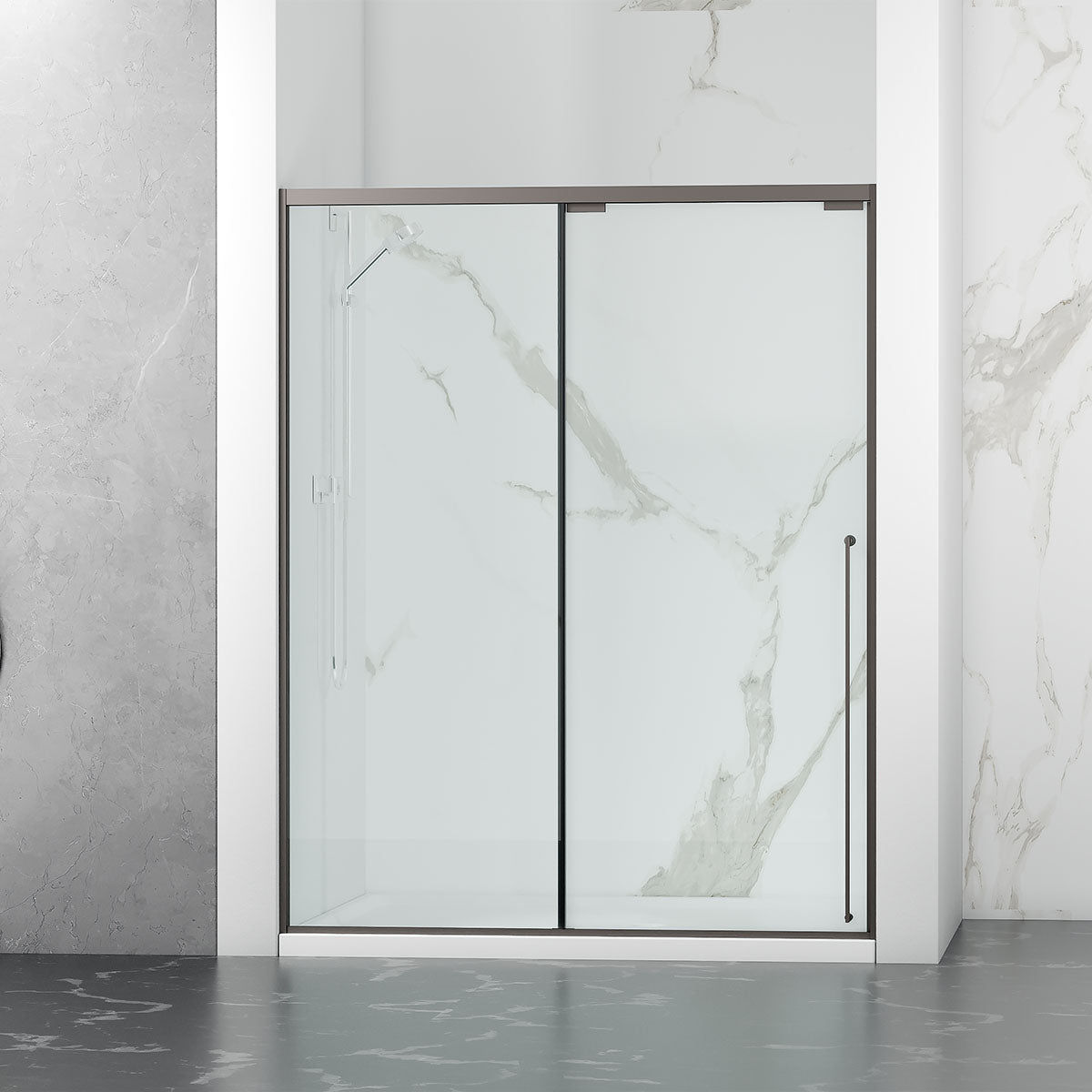  54" Karina Series Minimalist Shower Door with a Single Sliding Door