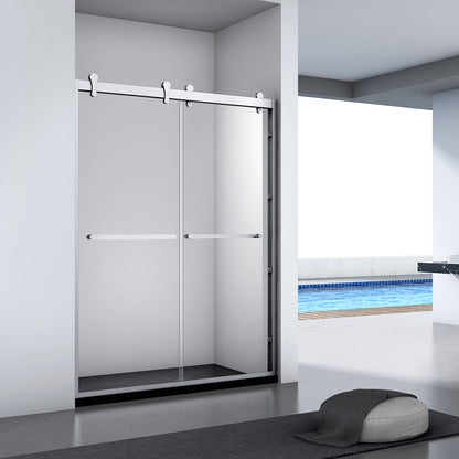 60" JZ Natalie Bypass Series Tub Door (5/16" Thickness) (Brushed Nickel)