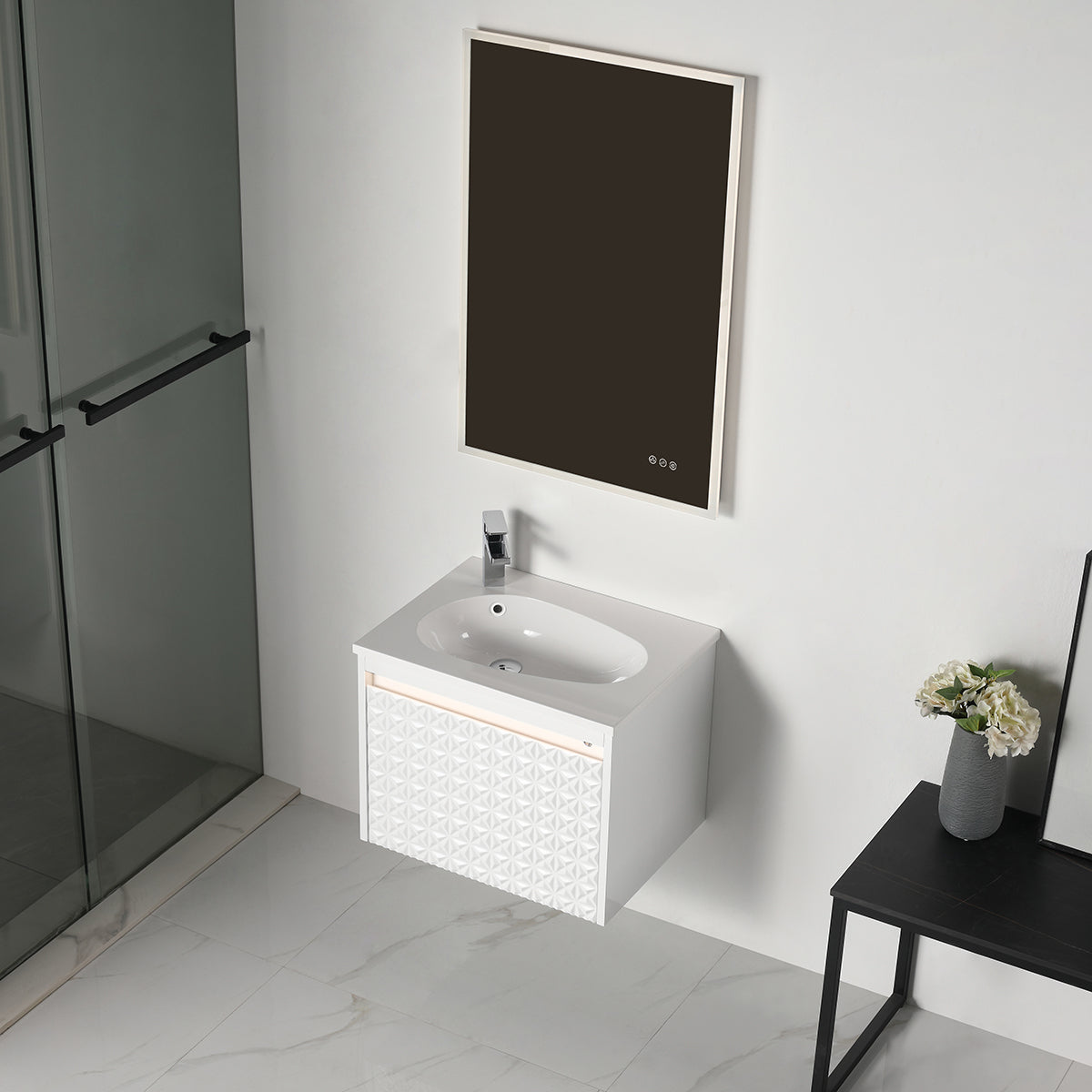 Thun 24″ Vanity With Droplet-Shaped Basin (LED Illuminated)