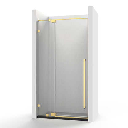 48" AH01 Series Frameless Swing Shower Door with Klearteck Treatment (Fixed 3/8" & Swing 5/16" Thickness)(Brushed Gold)