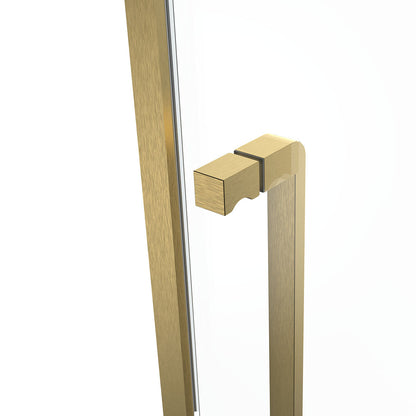 44" AH01 Series Frameless Swing Shower Door with Klearteck Treatment (Fixed 3/8" & Swing 5/16" Thickness)(Brushed Gold)