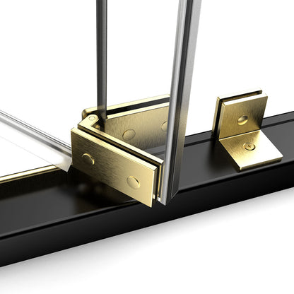 40" AH01 Series Frameless Swing Shower Door with Klearteck Treatment (Fixed 3/8" & Swing 5/16" Thickness)(Brushed Gold)