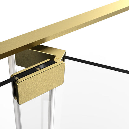 44" AH01 Series Frameless Swing Shower Door with Klearteck Treatment (Fixed 3/8" & Swing 5/16" Thickness)(Brushed Gold)