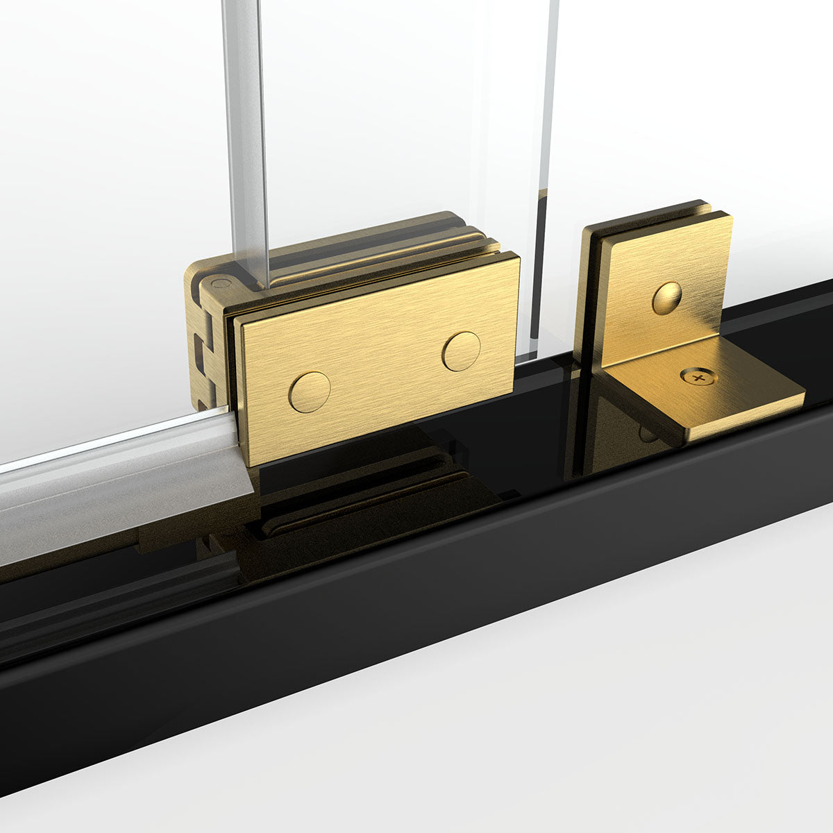 44" AH01 Series Frameless Swing Shower Door with Klearteck Treatment (Fixed 3/8" & Swing 5/16" Thickness)(Brushed Gold)