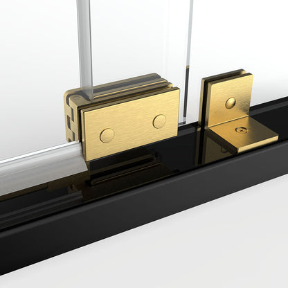 44" AH01 Series Frameless Swing Shower Door with Klearteck Treatment (Fixed 3/8" & Swing 5/16" Thickness)(Brushed Gold)