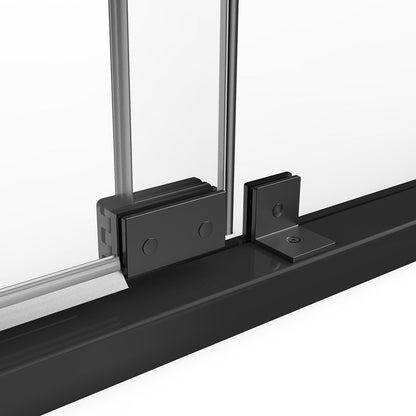 36" AH01 Series Frameless Swing Shower Door with Klearteck Treatment (Fixed 3/8" & Swing 5/16" Thickness) (Matte Black)