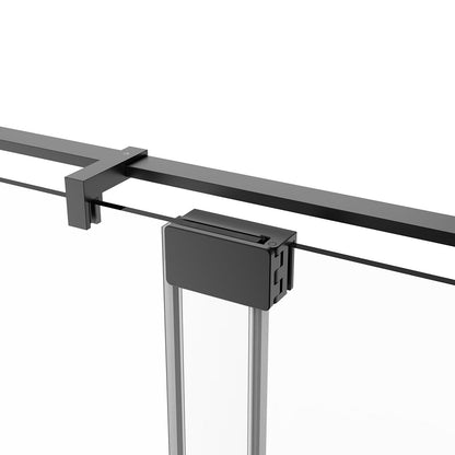 36" AH01 Series Frameless Swing Shower Door with Klearteck Treatment (Fixed 3/8" & Swing 5/16" Thickness) (Matte Black)
