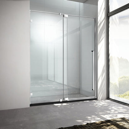 32" AH01 Series Frameless Swing Shower Door with Klearteck Treatment (Fixed 3/8" & Swing 5/16" Thickness)(Chrome)