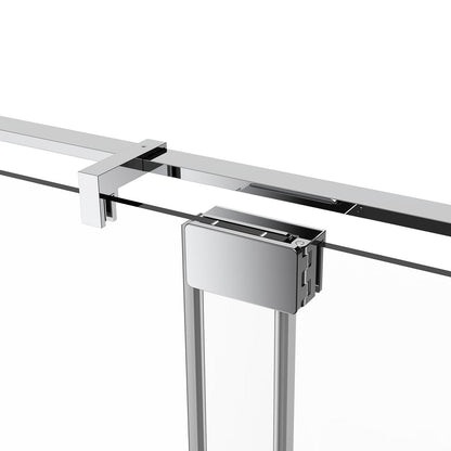 44" AH01 Series Frameless Swing Shower Door with Klearteck Treatment (Fixed 3/8" & Swing 5/16" Thickness) (Brushed Nickel)