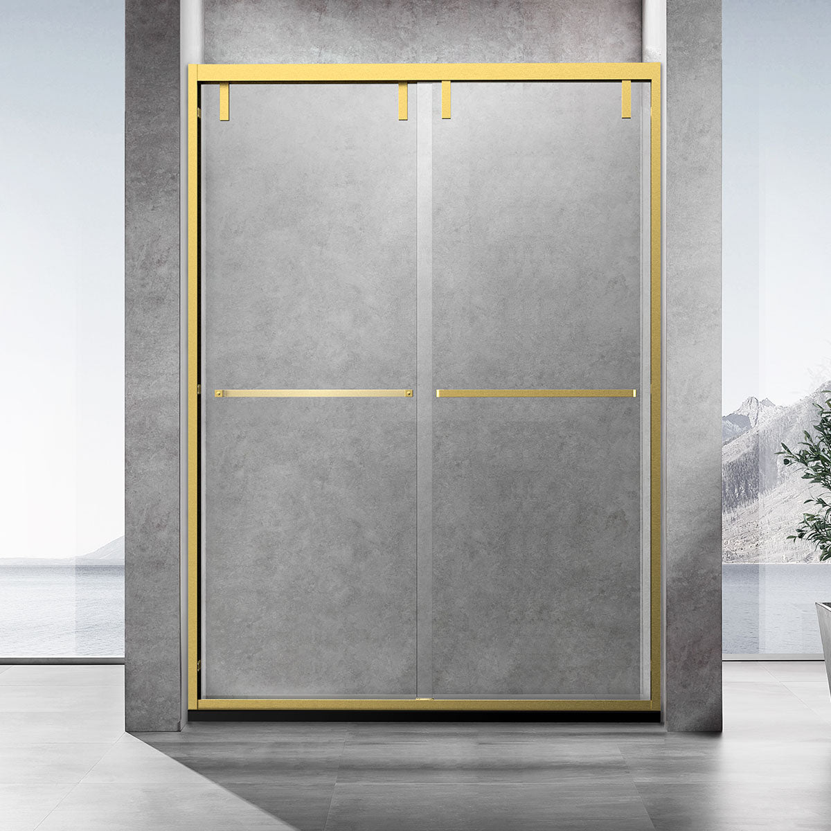 AC23 Alex Bypass Shower Door with Klearteck Treatment (3/8" Thickness) (Brushed Gold)