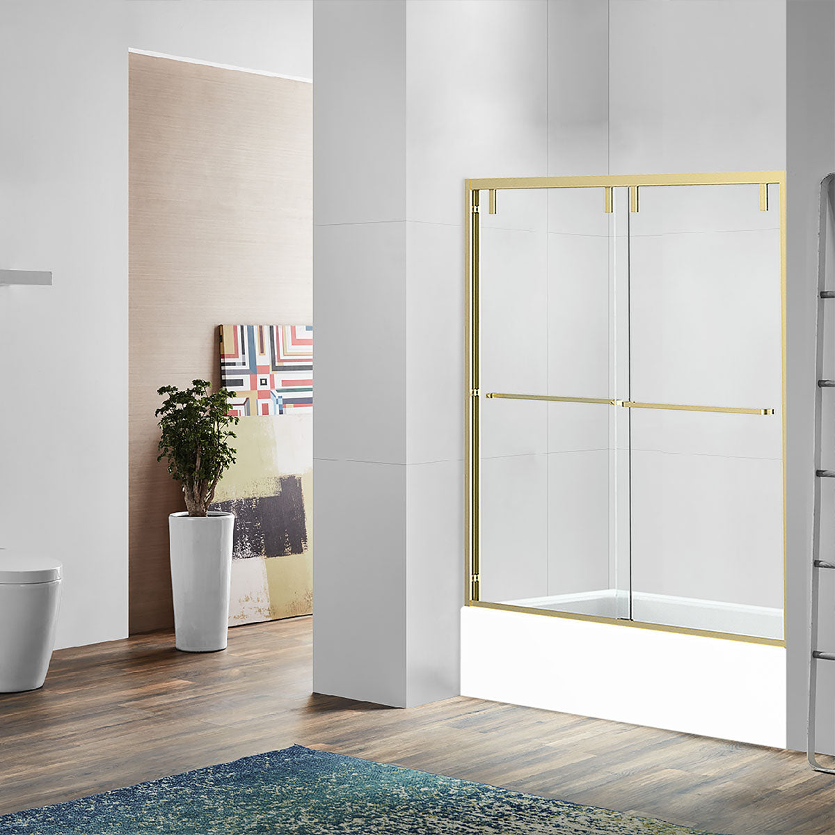 AC23 Alex Bypass Shower Door with Klearteck Treatment (3/8" Thickness) (Brushed Gold)