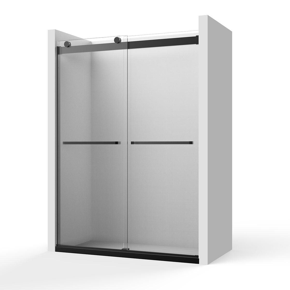 60" Ayden Series Frameless Bypass Shower Door with Klearteck Treatment (3/8" Thickness) (Matte Black)