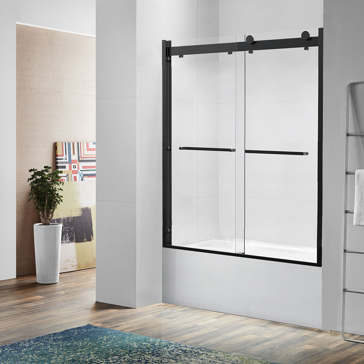 BP01 Bypass Shower Door (5/16" Thickness) (Matte Black)