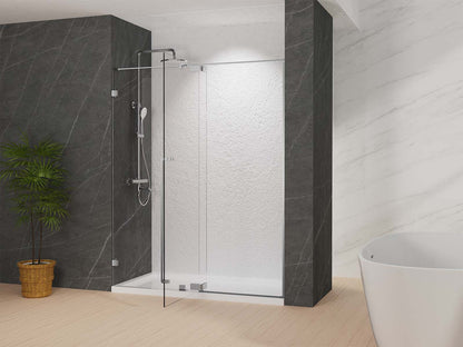 44" AH01 Series Frameless Swing Shower Door with Klearteck Treatment (Fixed 3/8" & Swing 5/16" Thickness) (Brushed Nickel)