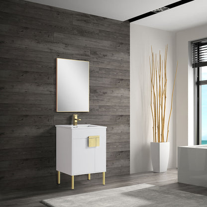24" V9003 Vanity with Ceramic Sink (Glossy White)