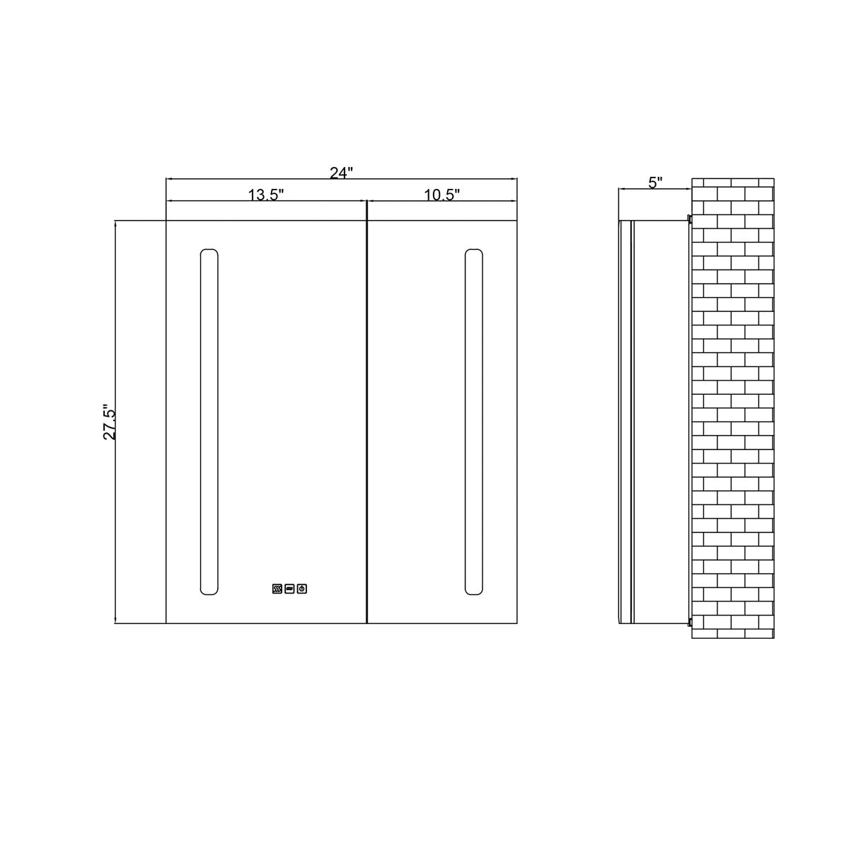 24" LED Aluminum Medicine Cabinet (Surface Mount/Recessed)