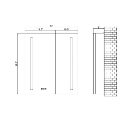 24" LED Aluminum Medicine Cabinet (Surface Mount/Recessed)