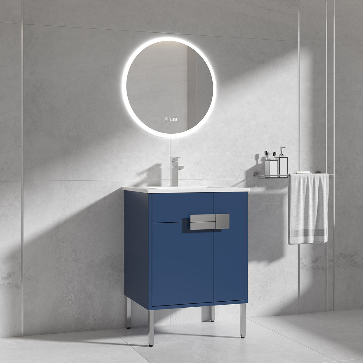 24" V9010 Vanity & Ceramic Sink (Matte Blue)