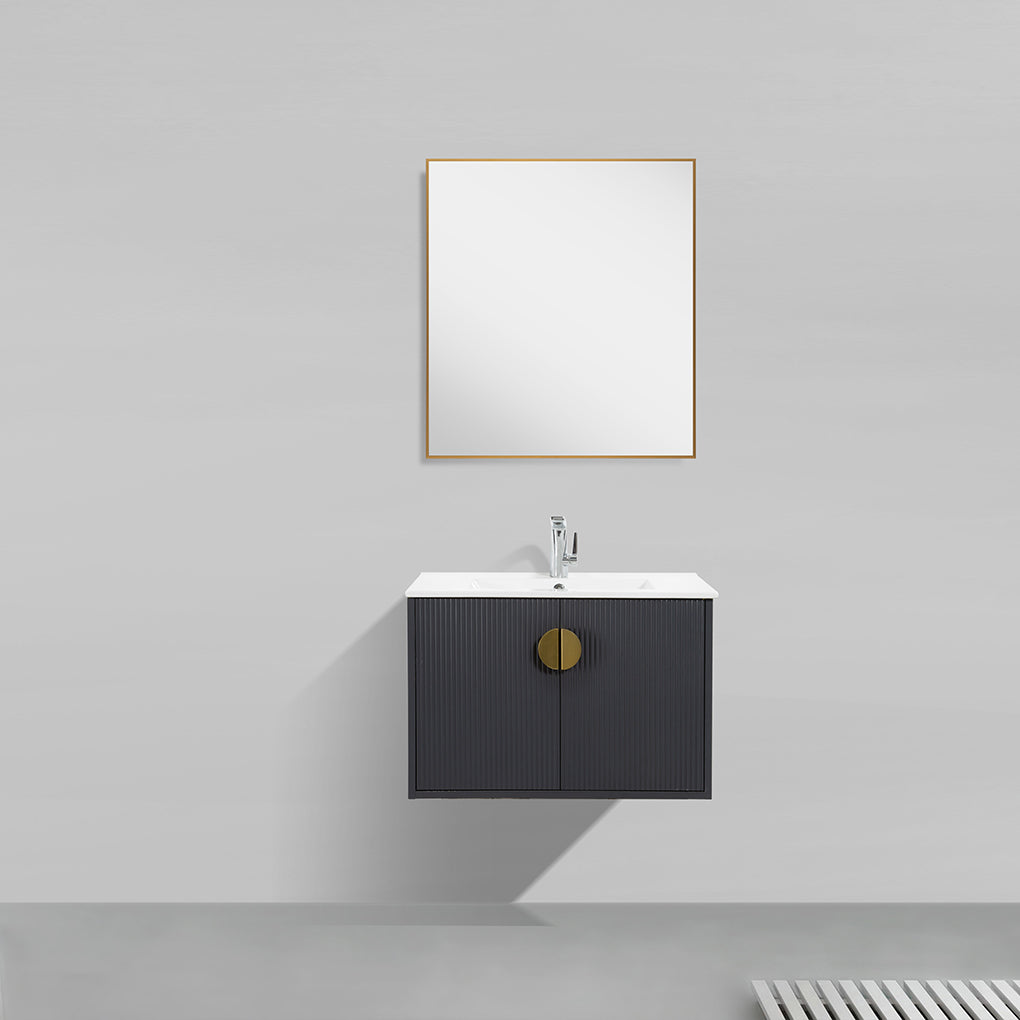 30" V9015 Series Wall Hung Vanity & Ceramic Sink (Granny Grey)
