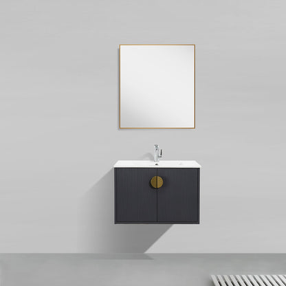 30" V9015 Series Wall Hung Vanity & Ceramic Sink (Granny Grey)