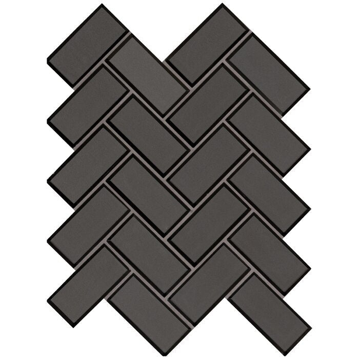 Metallic Gray Bevel Herringbone