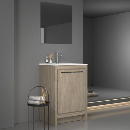 24" V9004 Vanity with Ceramic Sink (E.Oak)