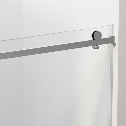 60" Amber Series Tub Door Frameless Sliding with Klearteck Treatment (3/8" Fixed + 5/16" Sliding )  (Brushed Nickel)