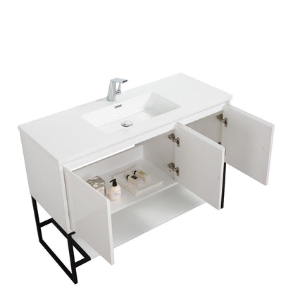 48" V9006 Allen Vanity &  Acrylic Basin (Glossy White)