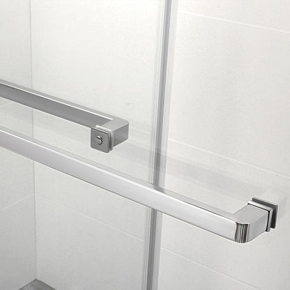 60" Ayden Series Tub Door Frameless Bypass  with Klearteck Treatment (3/8" Thickness) (Chrome)